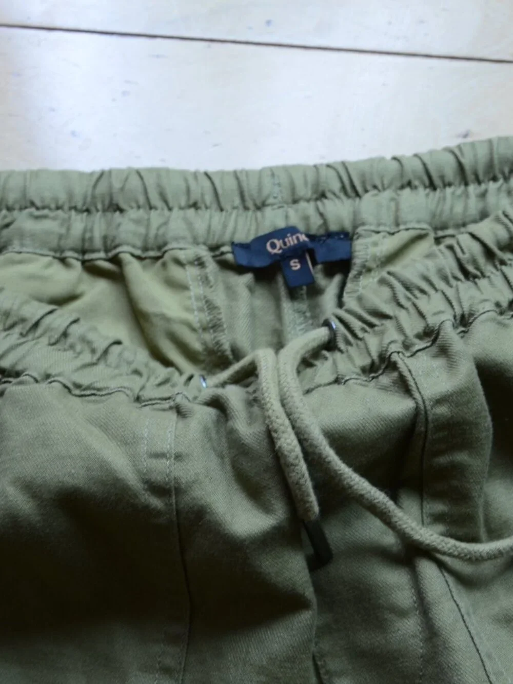 Quince Cotton Linen Twill Straight Leg Pants Army Green Size S